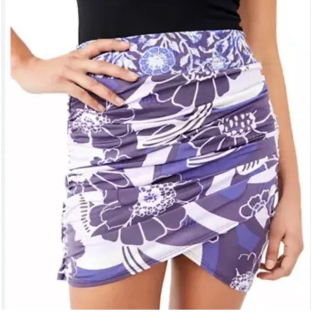 Free People She's Something Else Printed Mini Skirt In Plum Size M